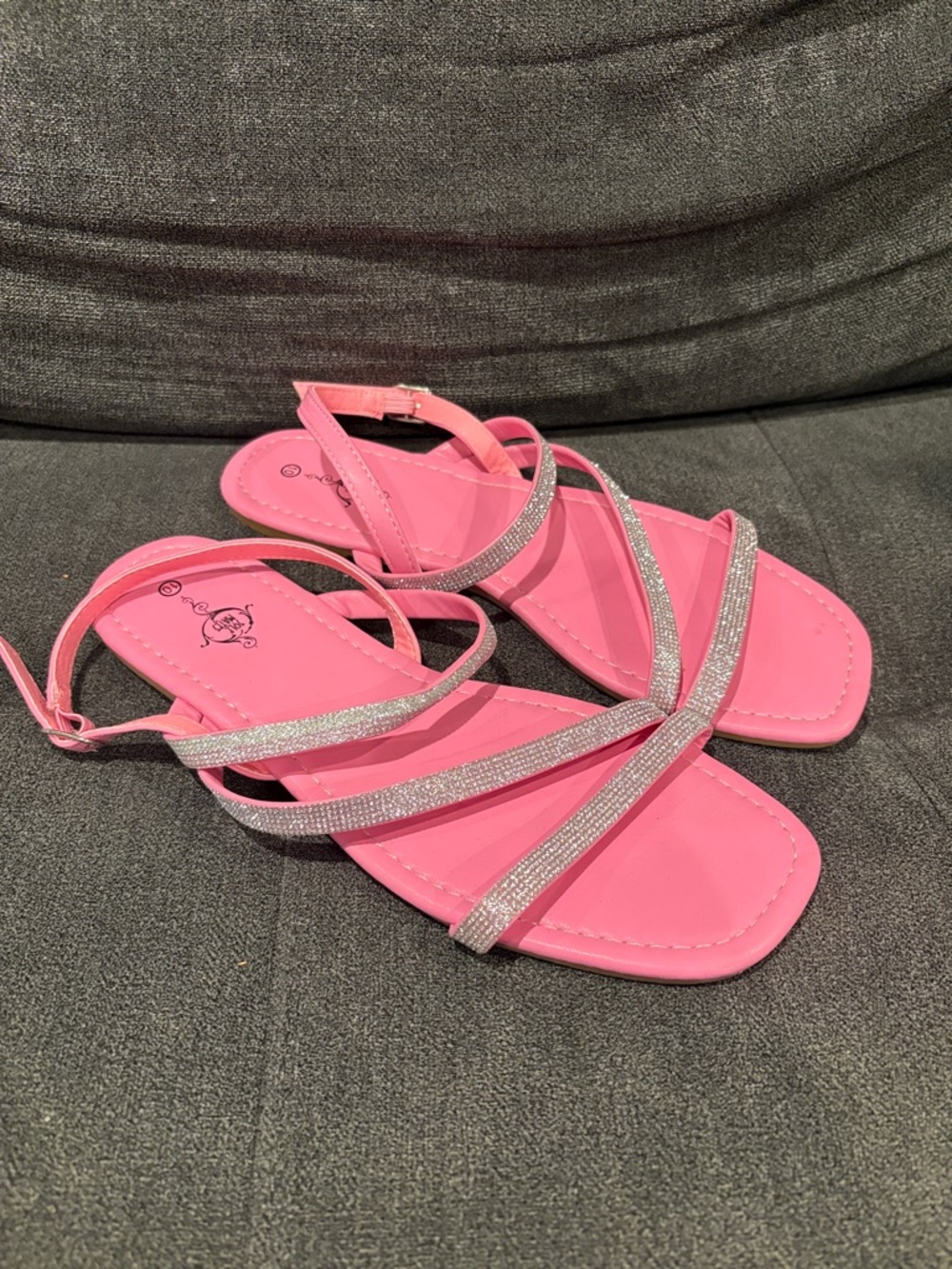 Women's Pink Strappy Sandals with Sparkling Straps size 10 like new